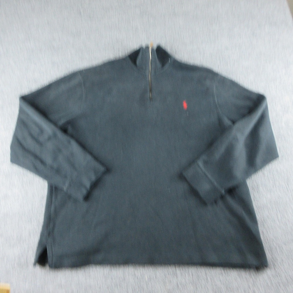 Polo Ralph Lauren Sweatshirt Mens XL Blue 1/4 Zip Mock Neck Pullover Pony‎ Logo